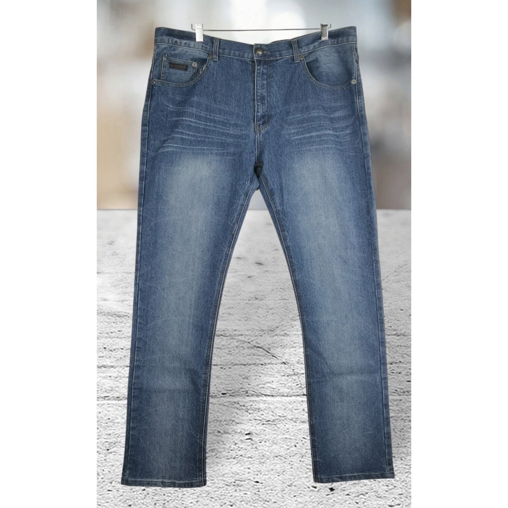 Vintage Mens Fly Society Denim Jeans 42x32 Blue Straight Leg